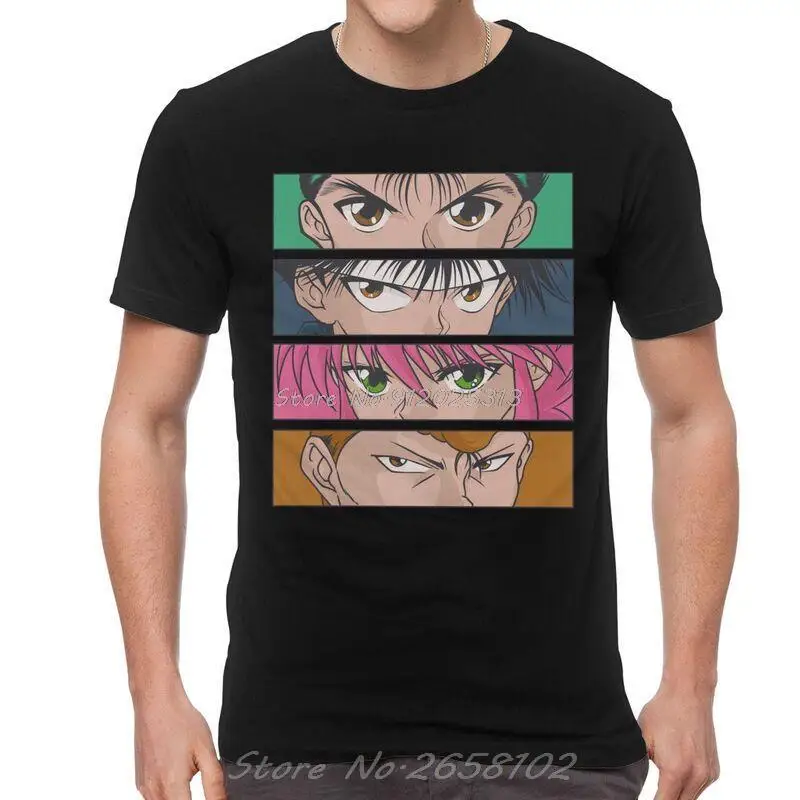 

Anime Yu Yu Hakusho T Shirt Men's Cotton Print T-shirt Tshirt Short Sleeve Team Yusuke Urameshi Kurama Hiei Kuwabara Eye Tee Top