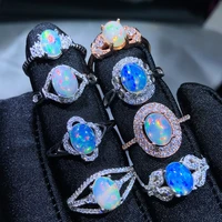 meibapj 8 styles natural colorful opal gemstone flower ring for women real 925 sterling silver charm fine wedding jewelry