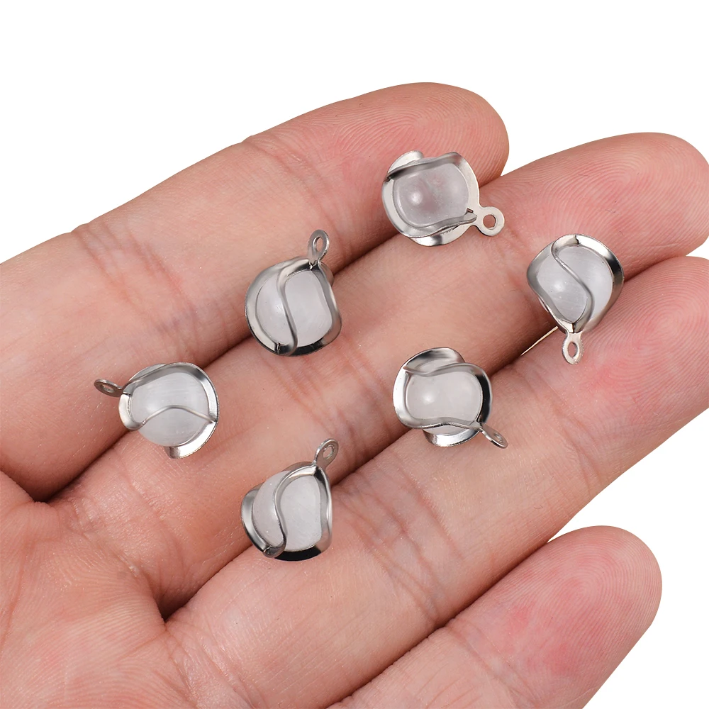 20pcs Stainless Steel Retro Round White Natural Stone Pendant for Women Necklace Earrings Making Supplies Jewelry Materials