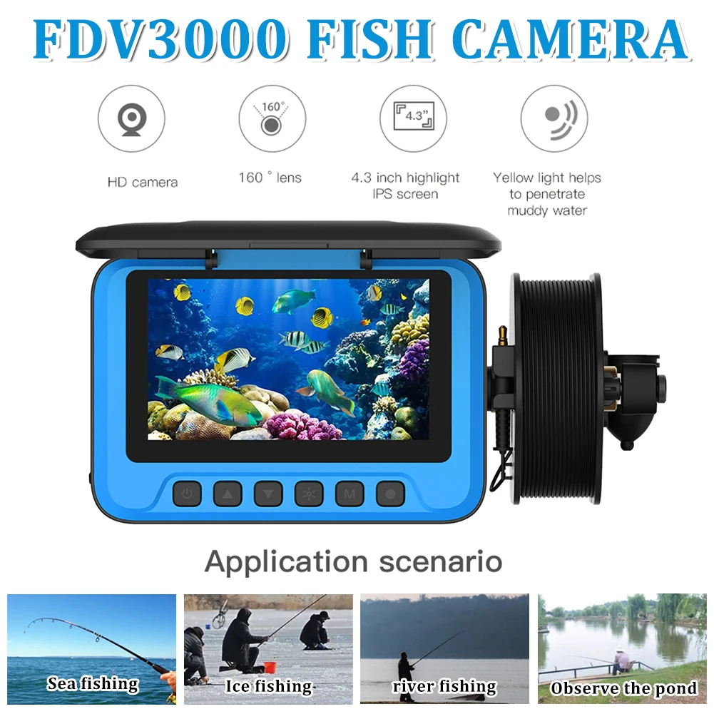 4.3 Inch Monitor Underwater Fishing Camera Waterproof Fish Finder LED 4x Digital Zoom Rechargeable for Ice Lake Boat Fishing enlarge