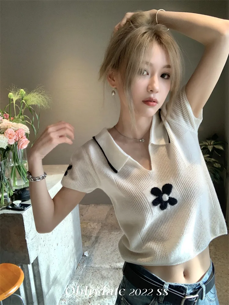 

Кашемировая Шерстяная трикотажная Женская белая футболка с цветочным принтом, топы на лето 2022, женская одежда, футболка, роскошная одежда в ...