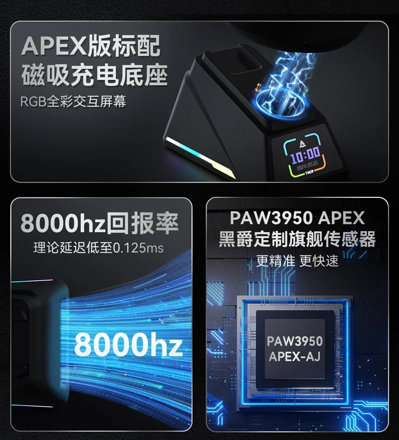 Беспроводная игровая мышь Ajazz Aj159apex легкие Игровые мыши Paw3950 3 режима 8k с зарядной