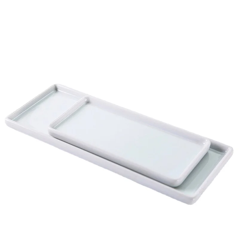 

Japanese-style Rectangular Ceramic Tray Plate White Porcelain Rectangular Plate Mouthwash Cup Tray Bathroom Living Storage Tray