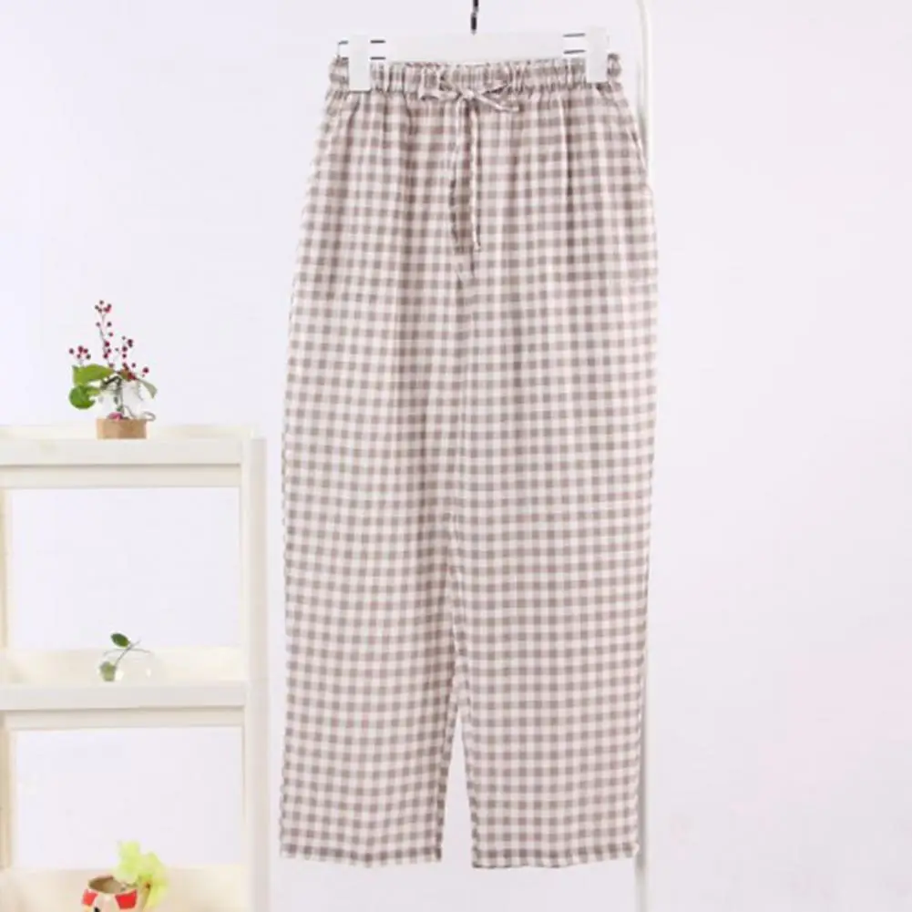 

Sleepwear Pants Breathable Sleeping Pants Elastic Waistband Popular Plaid Print Loose Fit Sleeping Pants Homewear