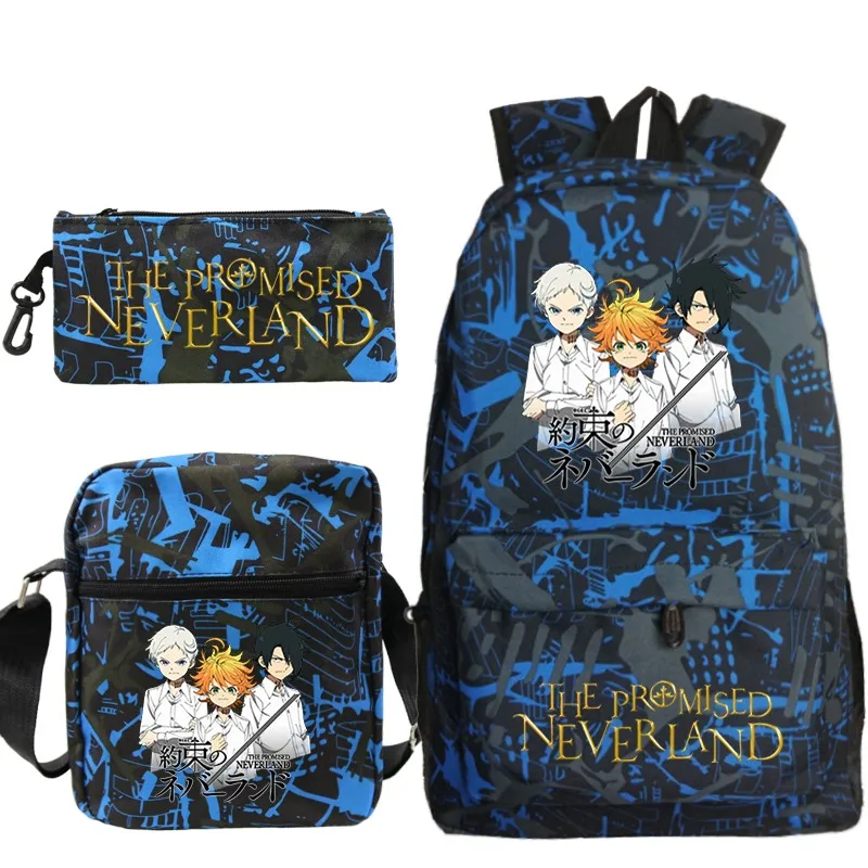

The Promised Neverland Backpack 3Pcs/set Anime Bag Rucksack Students Back To School Bookbag Boys Girls Schoolbags Zipper Mochila