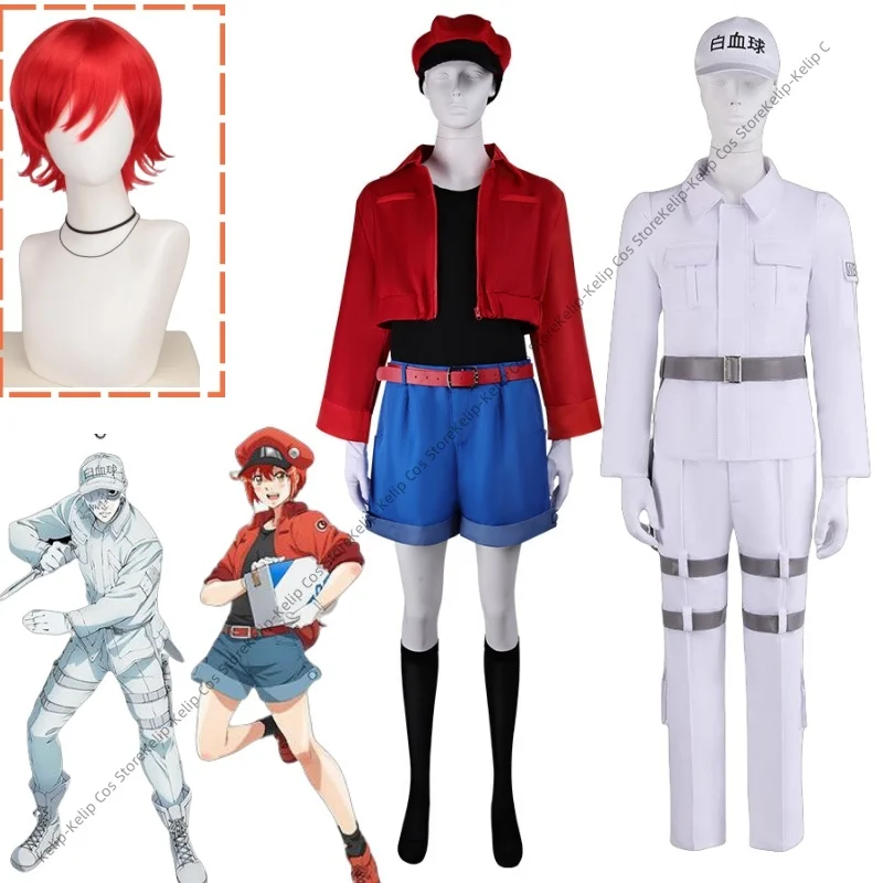 Фото LQAnime Cells At Work White Blood Cell Red Blood Cell Косплей Костюм Мужская Униформа Костюм Женское Пальто Шорты Костюм на Хэллоуин №1