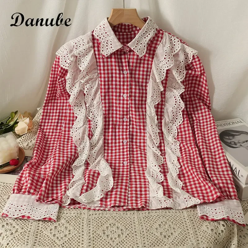 Винтажные кружевные блузки с оборками в стиле &quotЛолита&quot женские рубашки