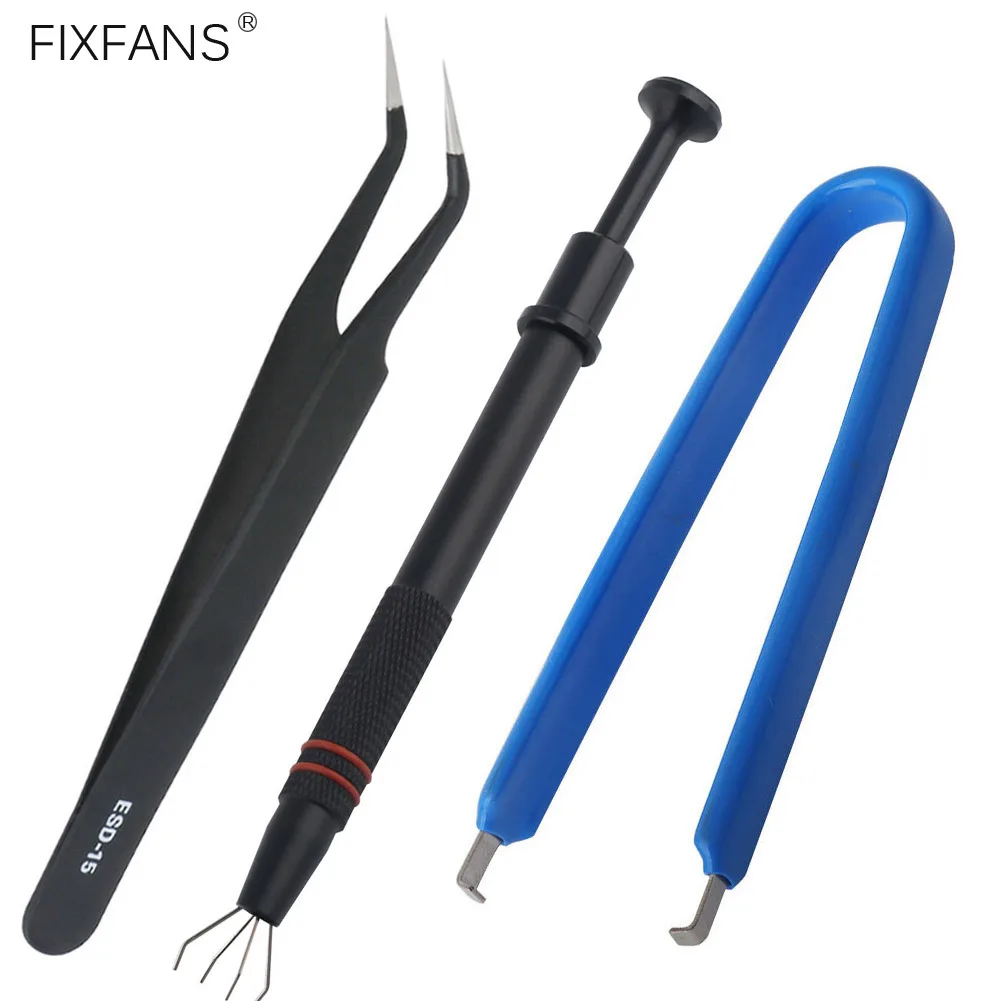 Антистатический Инструмент для извлечения микросхем, устройство для сбора микросхем с 4 зубцами, пинцет ESD для ремонта печатных плат Антистатический Инструмент для извлечения микросхем, устройство для сбора микросхем с 4 зубцами, пинцет ESD для ремонта печатных плат