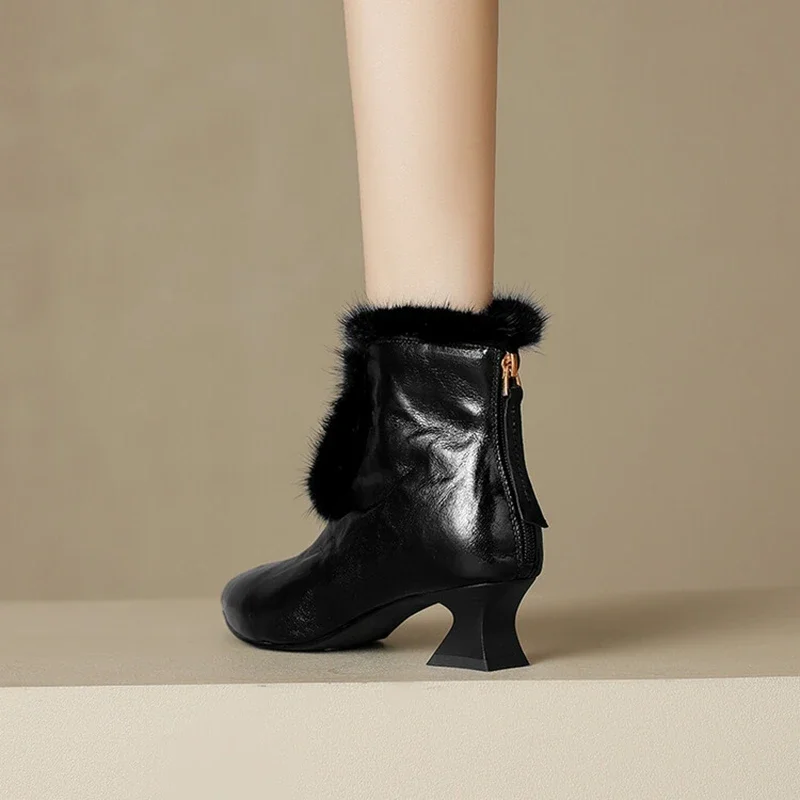 НОВЫЕ осенне-зимние женские ботинки женская обувь из натуральной кожи на каблуке