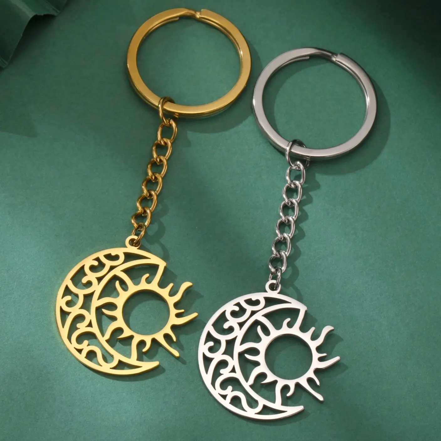 LIKGREAT кельтский полумесяц Солнце брелок для женщин и мужчин из нержавеющей стали