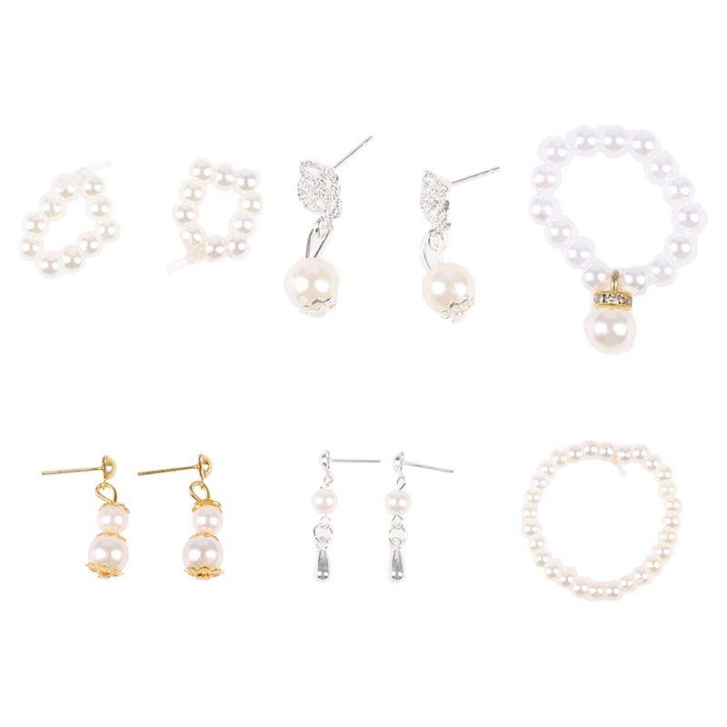 

Doll Accessories Pearl Necklace Earrings Set Doll Jewelry For Doll DIY Toy Handmade Exquisite Dolls Accessories