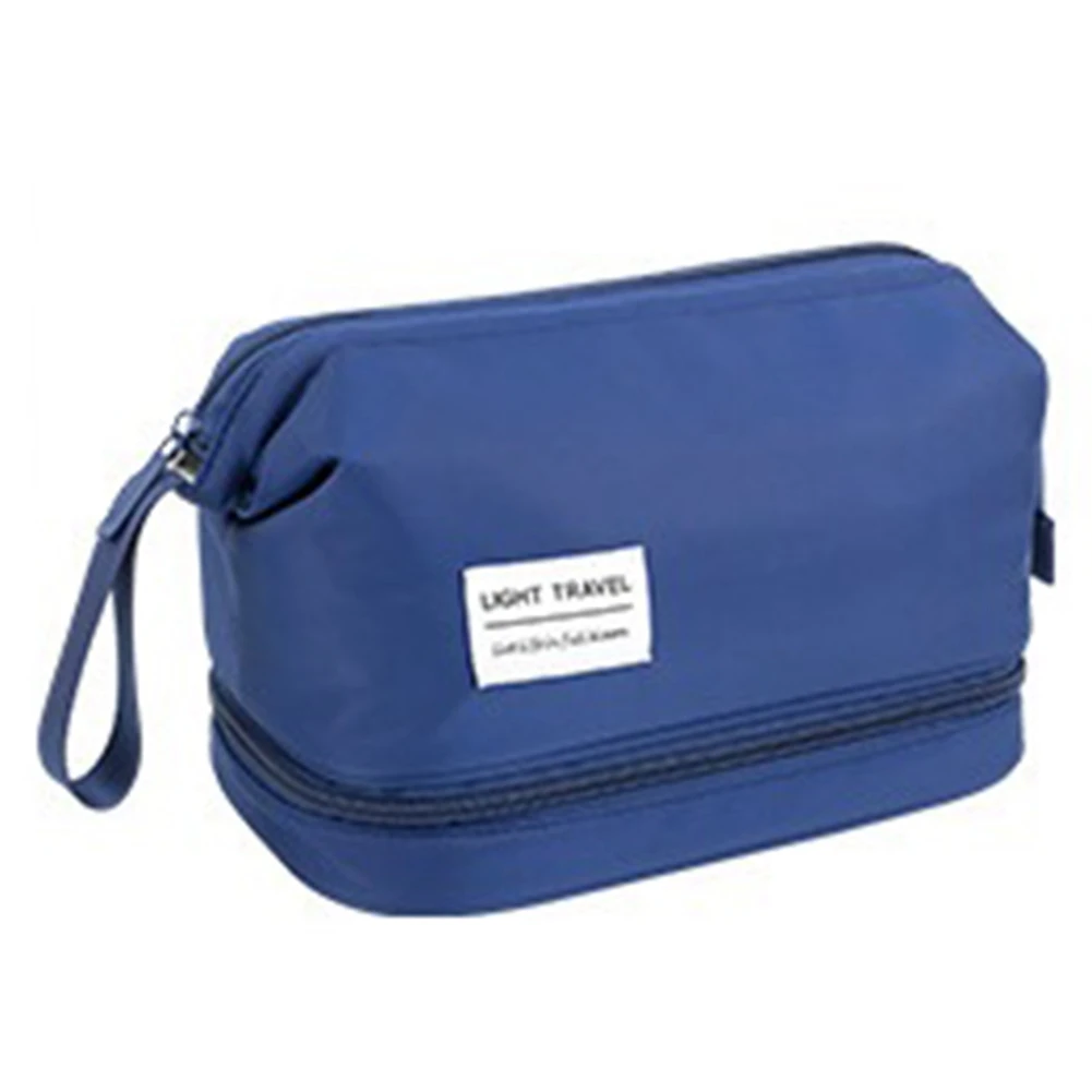 

Women Double Wash Bag Business Travel Cosmetic Organizer Makeup Bag Toiletry Bag Wash Pouch Blue