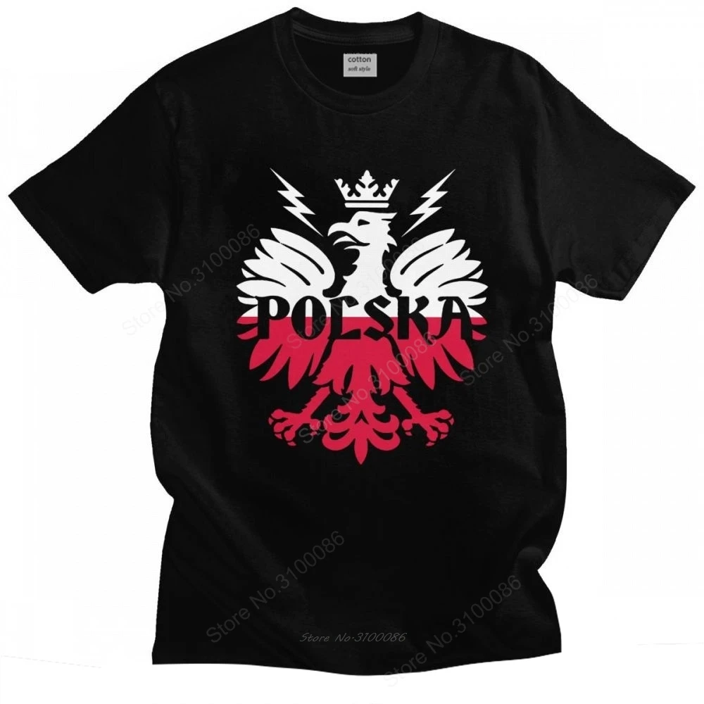 

Fashion Mens Polska Polish Eagle T-Shirt Short-Sleeve Crewneck Cotton Tshirt Summer Poland Pride Tee Shirt Slim Fit Clothing