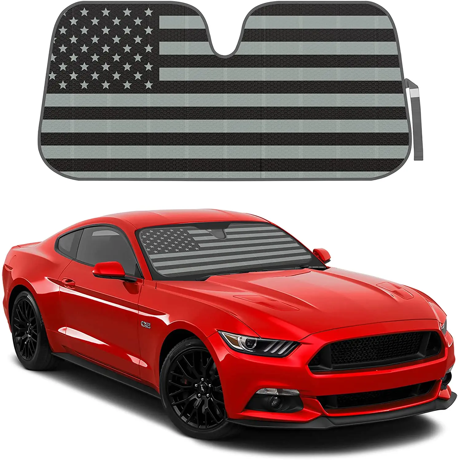 

BDK American Flag Windshield Sunshade for Car Truck & SUV - Folding Car Sun Shade for Front Window, Auto Sun Visor Heat Protecti