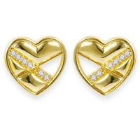 luxury female whiteblueredgreen stone heart earrings fashion goldsilverrose gold wedding jewelry for women stud earrings