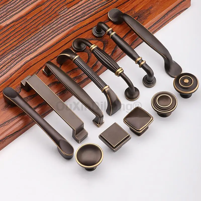 

1PCS American Brass Furniture Handle Retro Cabinet Drawer Wardrobe Pulls Chinese Copper Shoe Cabinet Bookcase Door Knobs ZO84