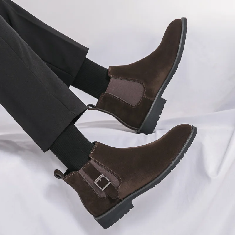 Лидер продаж 2024 замшевые мужские ботинки с пряжкой большие размеры 38–46