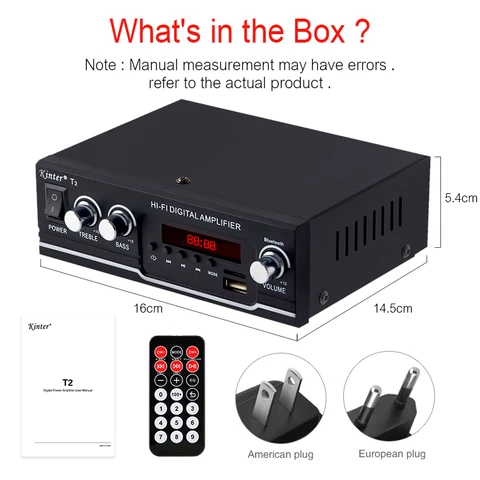 Домашние Цифровые усилители KINTER T2 AMP, аудиоусилители 12 В/110-240 В, мощный Bluetooth усилитель басов, Hi-Fi, FM, автомобильный музыкальный сабвуфер