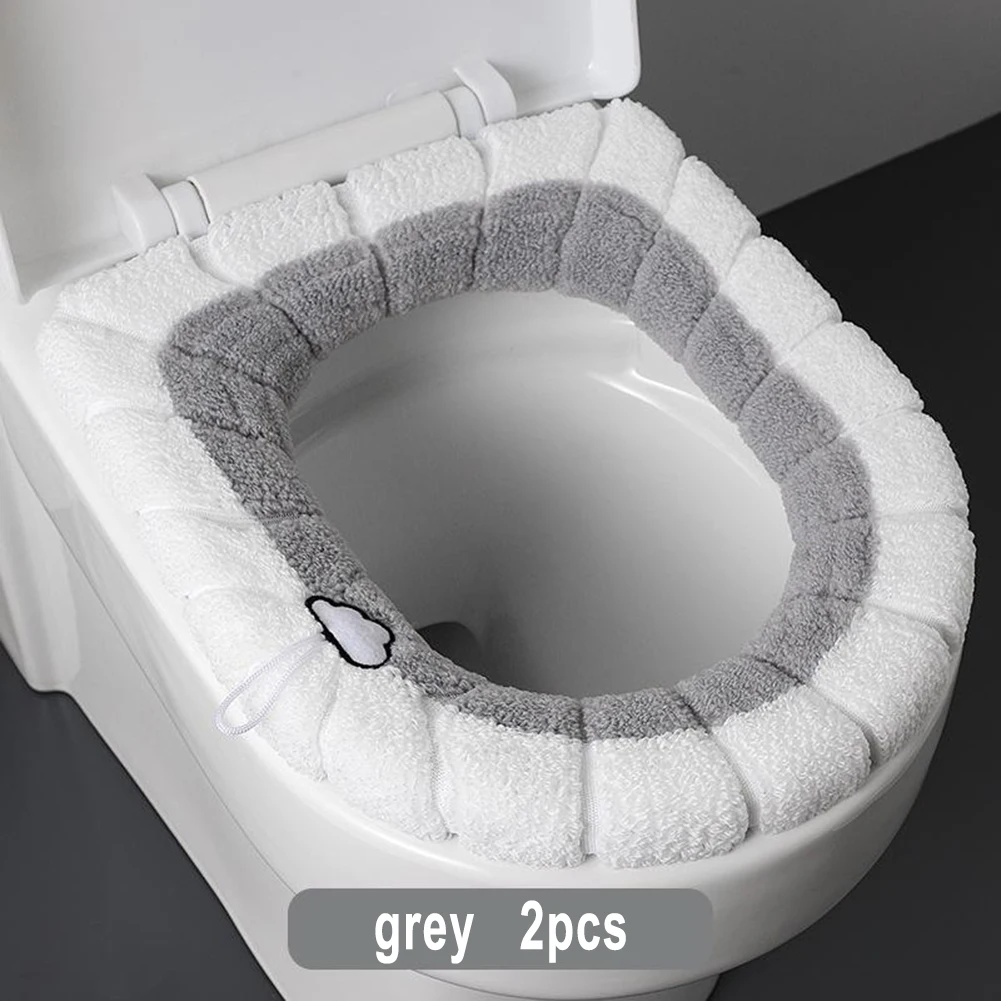 

2Pcs Warmer Soft Bathroom Toilet Seat Closestool Washable Winter Mat Cover Pad Home Improvement Plumbing Fixtures Toilet