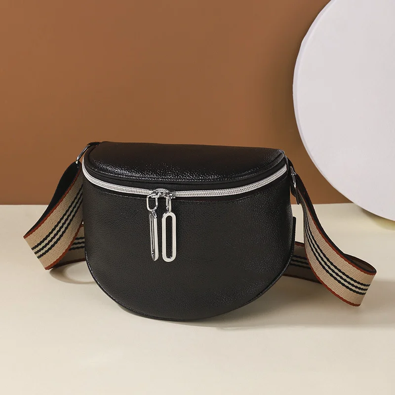 

Elegant Solid Colour Soft PU Leather Fanny Packs For Women Stylish Waist Bag Female Waist Pack Wide Strap Crossbody Chest Bag