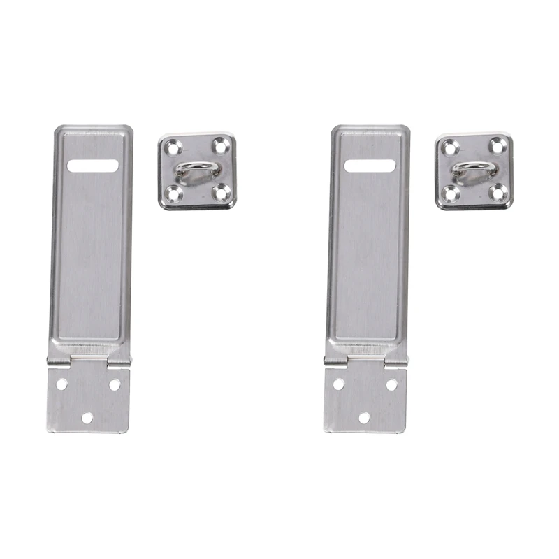 

2X Garage Door Silver Tone Stainless Steel Padlock Clasp Hasp And Staple 4"