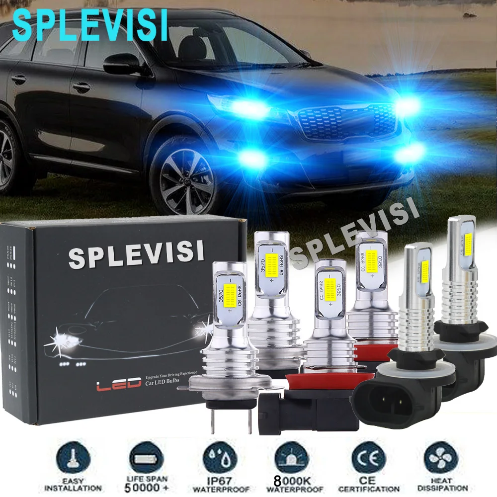 

LED Headlight Fog Light Hi Low Beam Ice blue car light For Hyundai Santa Fe 2007 2008 2009 2010 2011 2012 Kia Sorento 2017 2018