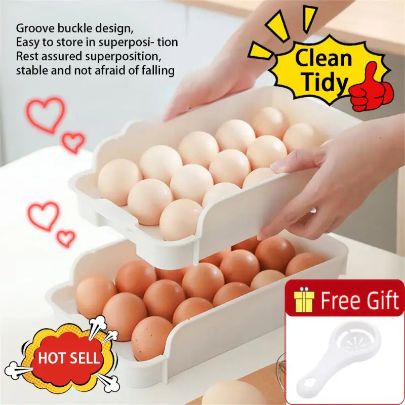 

15 Mesh Refrigerator Egg Storage Box Egg Bracket Artifact Can Be Stacked Drawer Type Kitchen Egg Box For Home Kitchen Organize