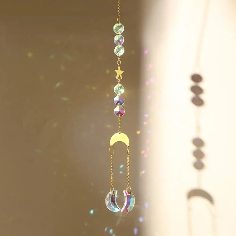 Солнце Луна Звезда Кристалл Ловец Солнца Радужная Призма Витражи Подвесные