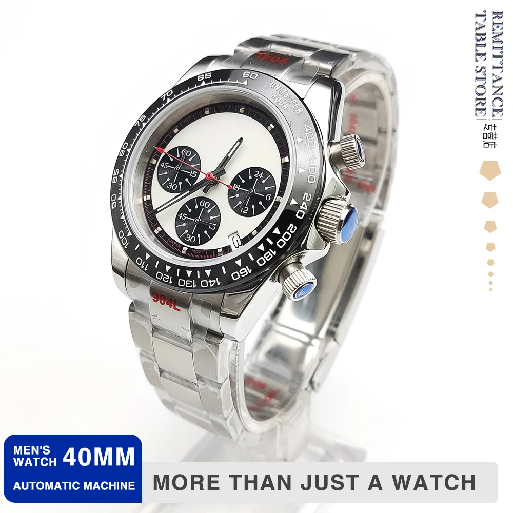 The latest 40mm Men's Panda Quartz Watch VK63 Caliber Sapphire Fashion Waterproof Multifunctional Tri-Eye Chronograph