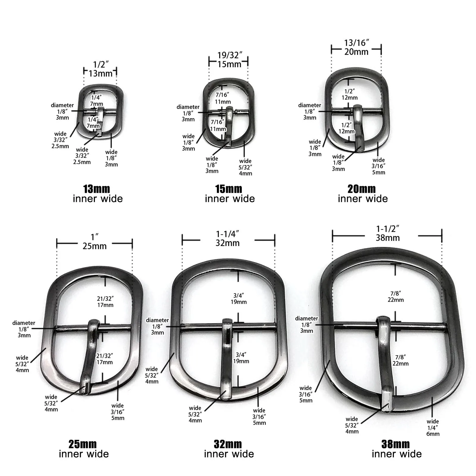 10pcs Inner Wide 13 15 20 25 32 38mm Adjust Roller Pin Buckle Snap Oval Ring Leather Bag Handbag Shoe Shoulder Strap Belt Repair |