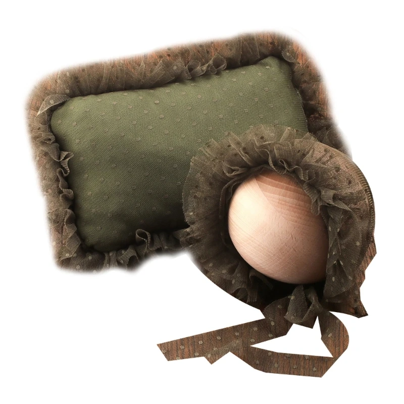 

Зеленая кружевная шляпа и подушка для фотосъемки новорожденных