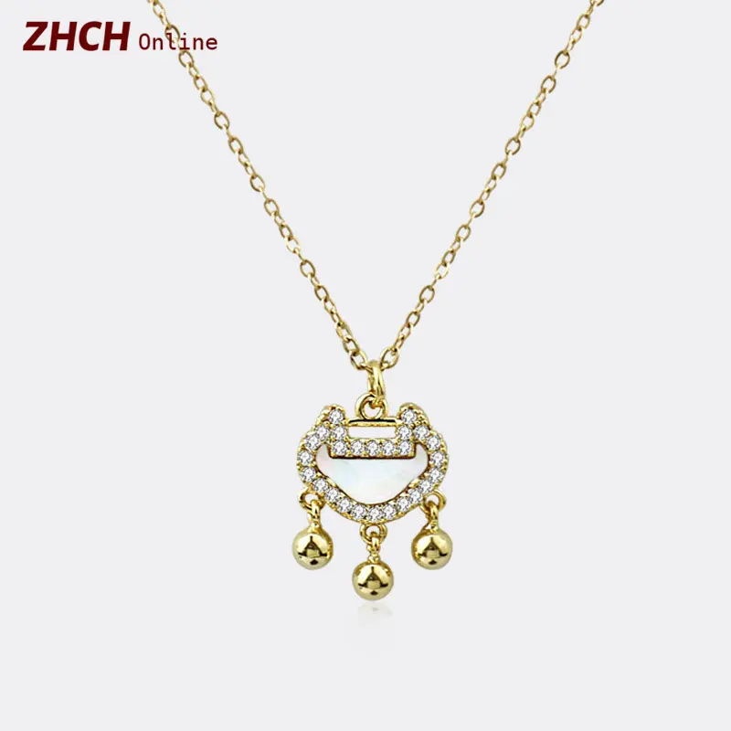 

Aesthetic Stainless Steel Necklace For Women Boho Shell Lock Fashion Designer Choker Elegant Unique Wedding Jewelry Accessories