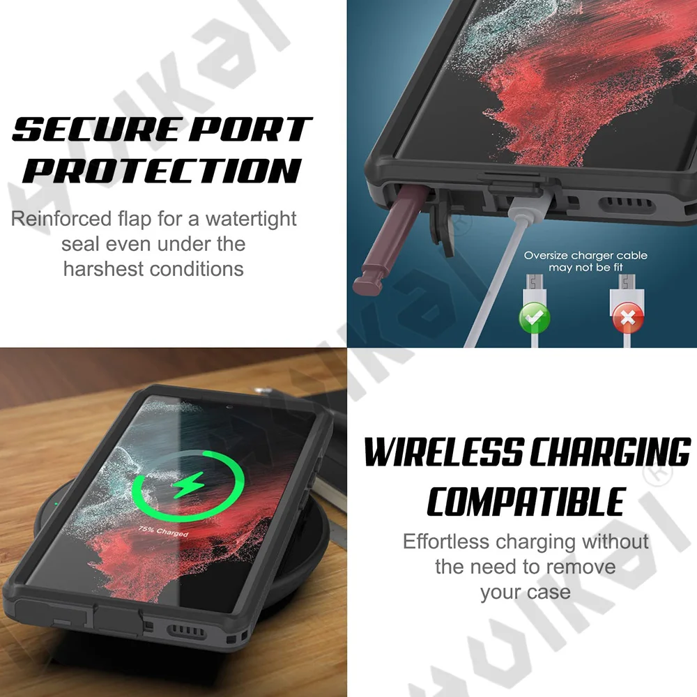 IP68 Shellbox Waterproof Case For Samsung S23 S22 S21 Plus Ultra Note 20 Ultra Metal Aluminum Swimming Phone Luxury Cover Funda