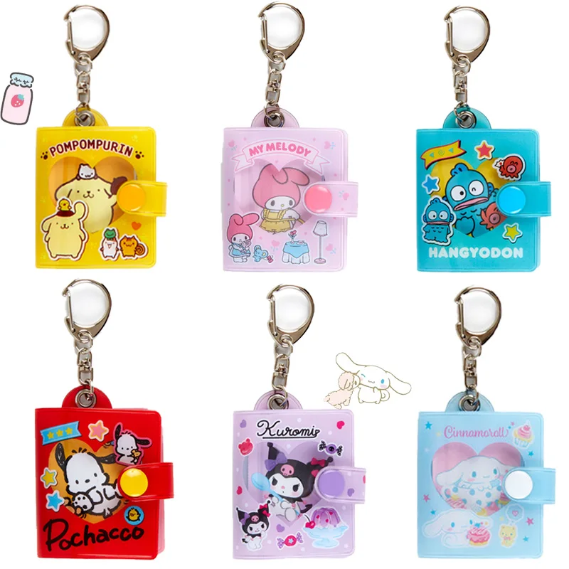 

Sanrioed Mini Photo Album Keyring 1 Inch Idol Photocard Pictures Storage Book Small Card Holder Keychain Lover Time Memory Gift