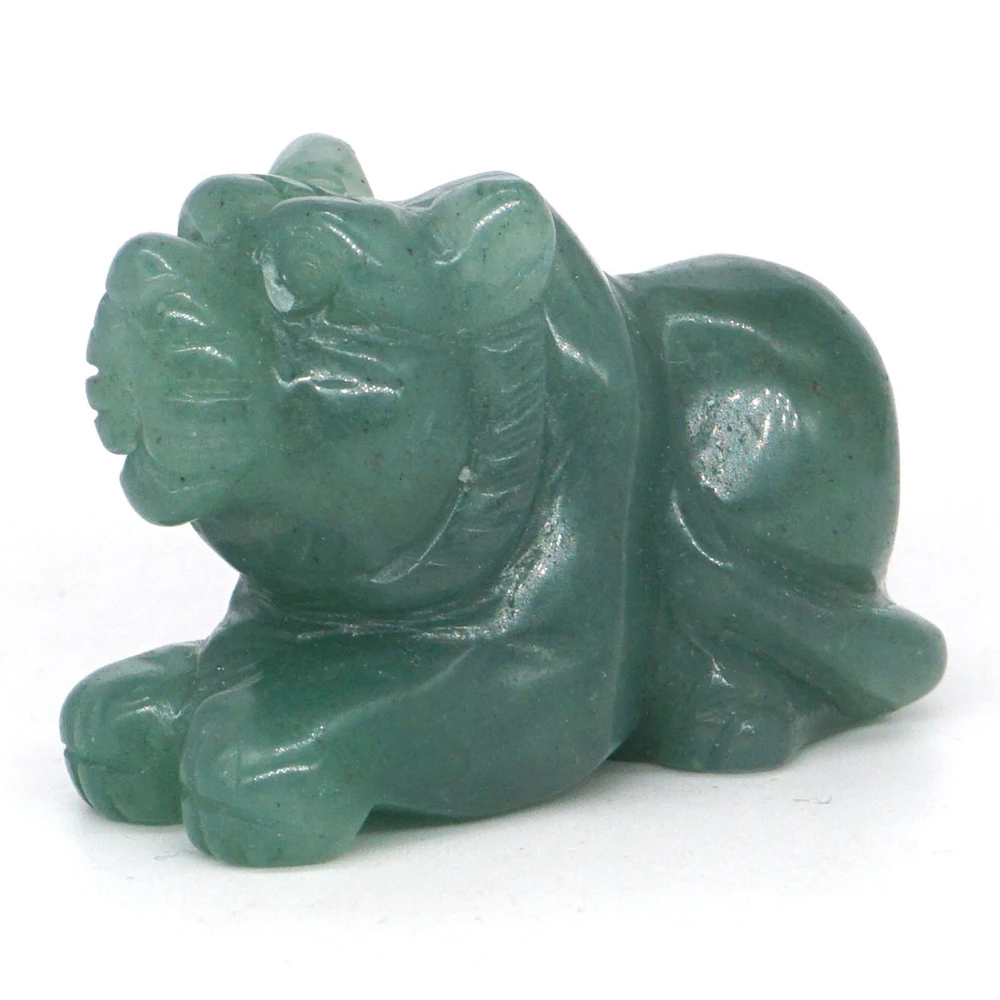 

2" Tiger Statue Natural Gemstone Green Aventurine Crystal Carved Reiki Healing Stone Animal Figurine Crafts Home Ornaments Decor