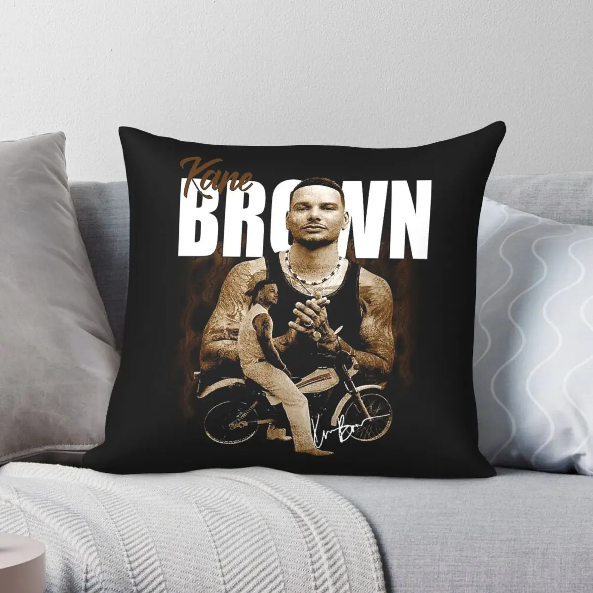 Фото Квадратная наволочка Kane Brown Ride Motorcycle из полиэстера, льна и бархата, креативная декоративная наволочка на молнии, чехол для подушки для комнаты №1