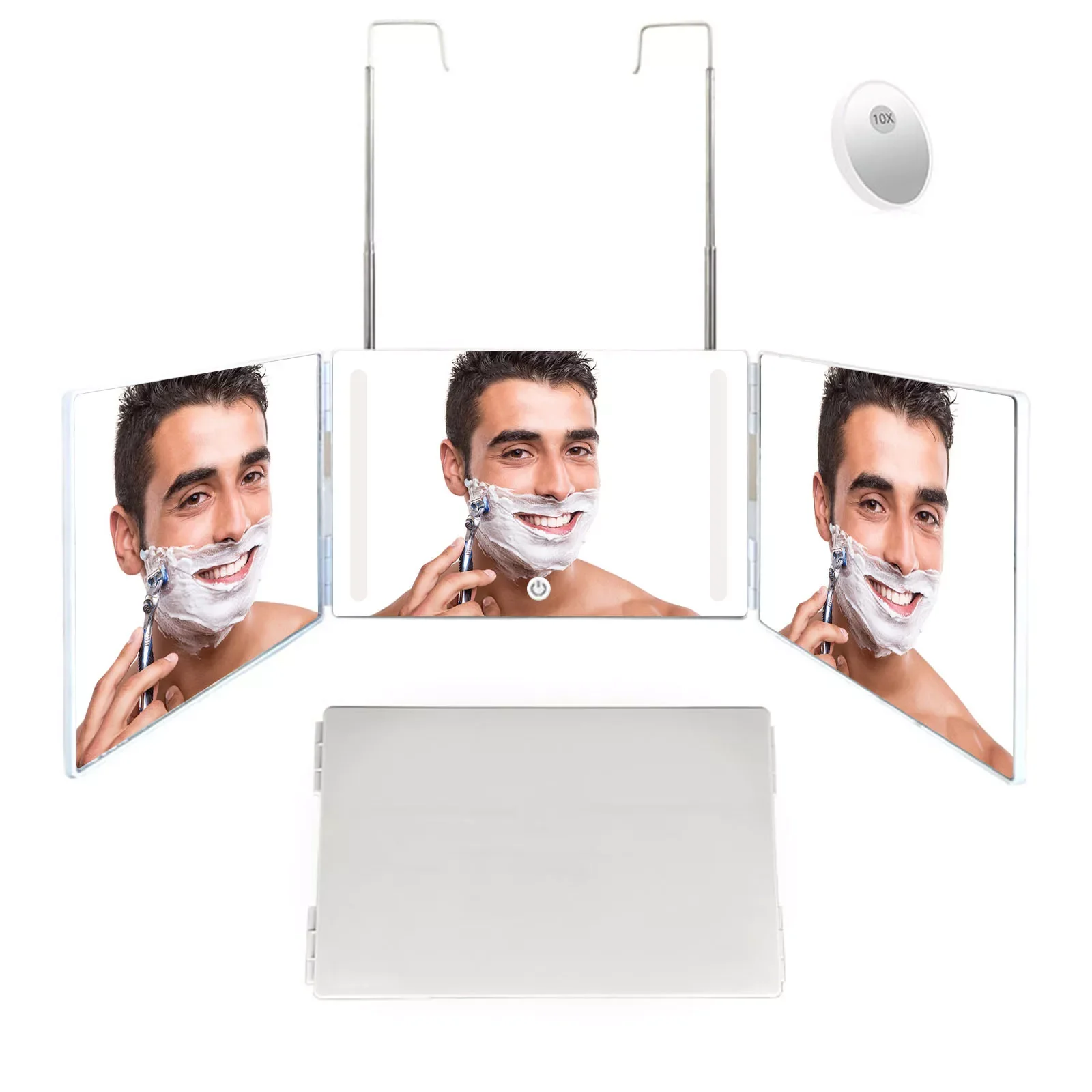 

LED Light Foldable Wall Mounted Mirror Make Up Mirror Cosmetic Mirror 3 Way Mirror Makeup Mirror with 10X Magnification