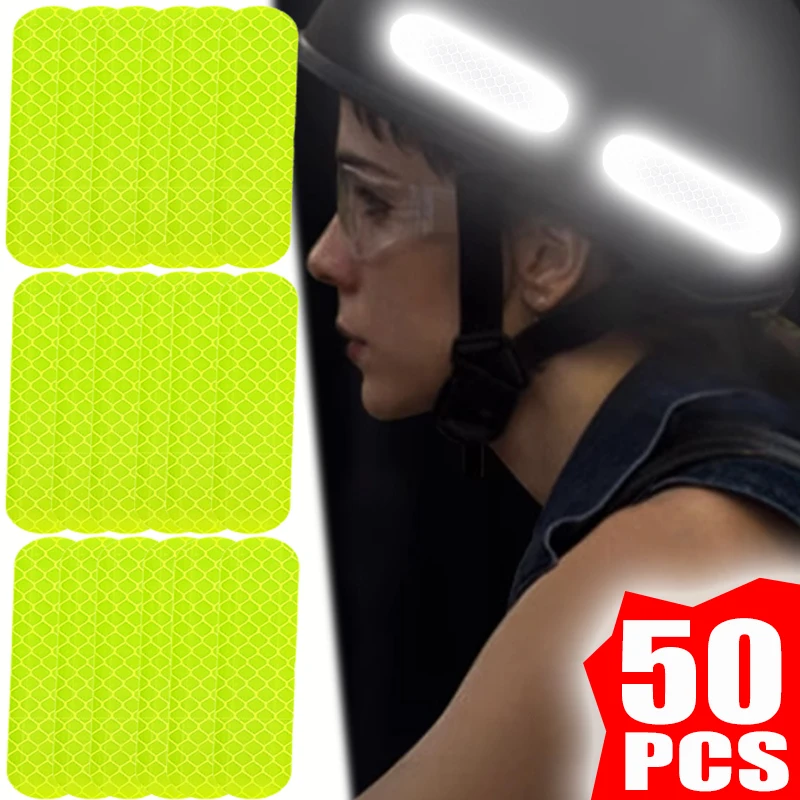 

10-50pcs Motorcycle Helmet Reflective Strips Night Safety Driving Warning Sticker General Car Motorcycle Decorative Stickers