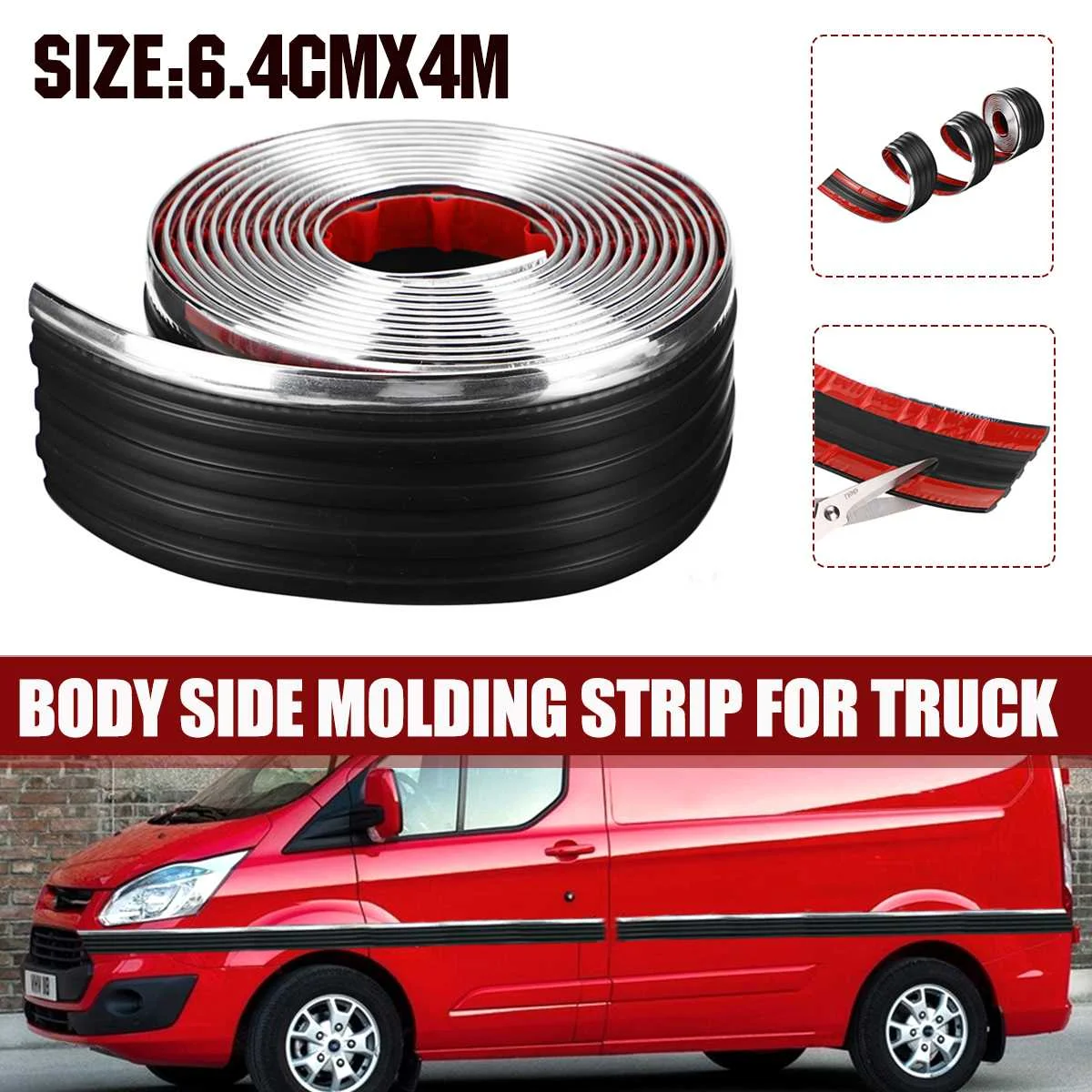 

For Pickup Truck Body Side Molding Strip Belt Exterior Protector Roll Window Mirror Bumper Anti Collision DIY Decor Strip 4M