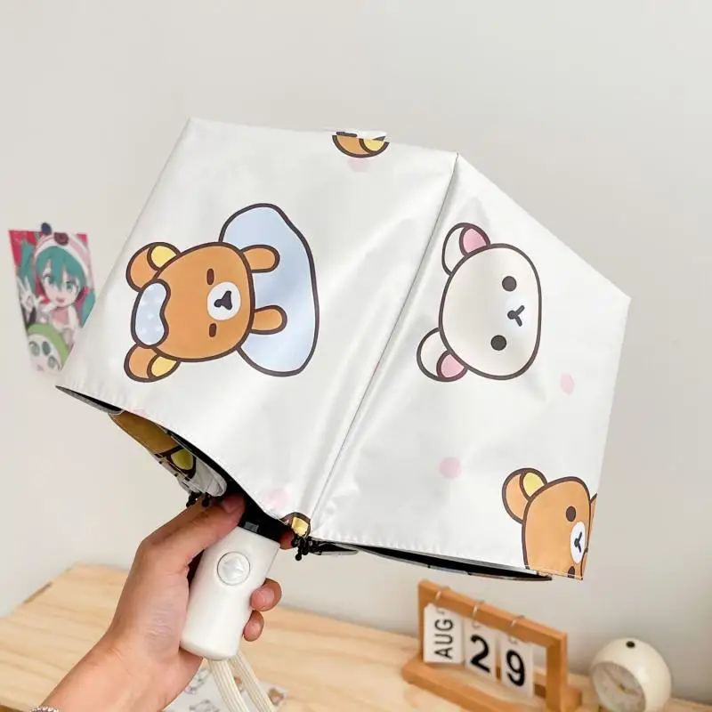 Kawaii милый зонт Rilakkuma двойного назначения дождя и света складной виниловый