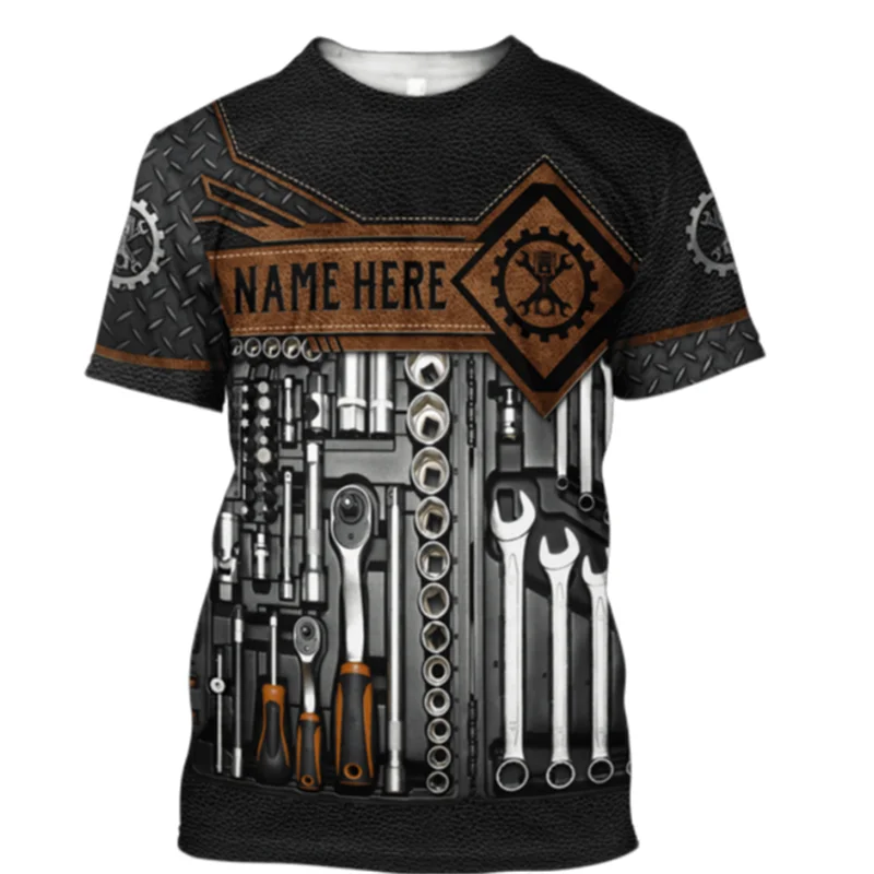 

Футболка мужская с принтом механика и ремонта, 3d-футболка с коротким рукавом, персонализированная с названием механика, с графическим принт...