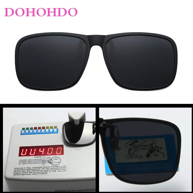 DOHOHDO Polarized Clip On Sunglasses Flip Up Sunglasses Rectangle Driving Glasses Mirror Sunglasses Night Vision Fishing Goggle