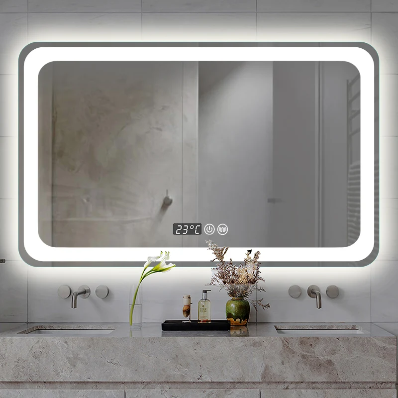 

Vanity Wall Mounted Bathroom Mirror Led Light Smart No Fog Bathroom Mirror Haircut Custom Espelho Para Banheiro Home Improvement