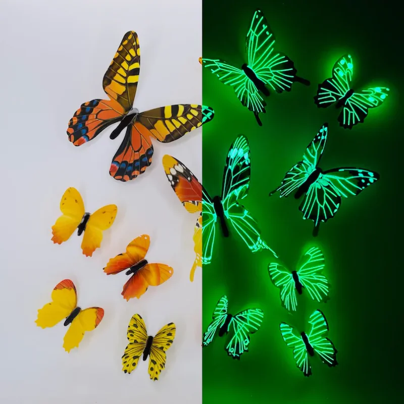 

12/36pcs 3D Luminous Butterfly Wall Stickers for Home Kids Bedroom Living Room Fridge Wall Decals Glow In Dark Wallpaper Decor
