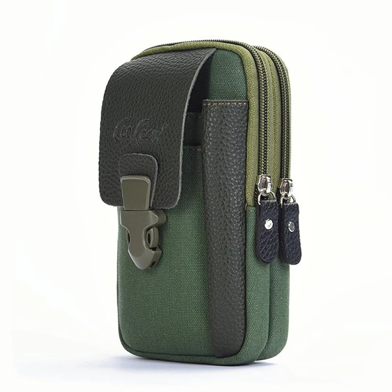 

Male Casual Zipper Men Waist Bags Small Solid Color Card Holder 4 Inch Phone Packs Belt Fanny Purse