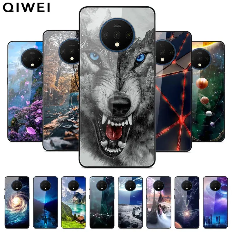 Чехол для OnePlus 7 T, модный жесткий стеклянный чехол-накладка для One Plus 7 T чехлы для телефонов силикон, чехол s, силиконовый бампер, чехол для Oneplus7T pro 7 T