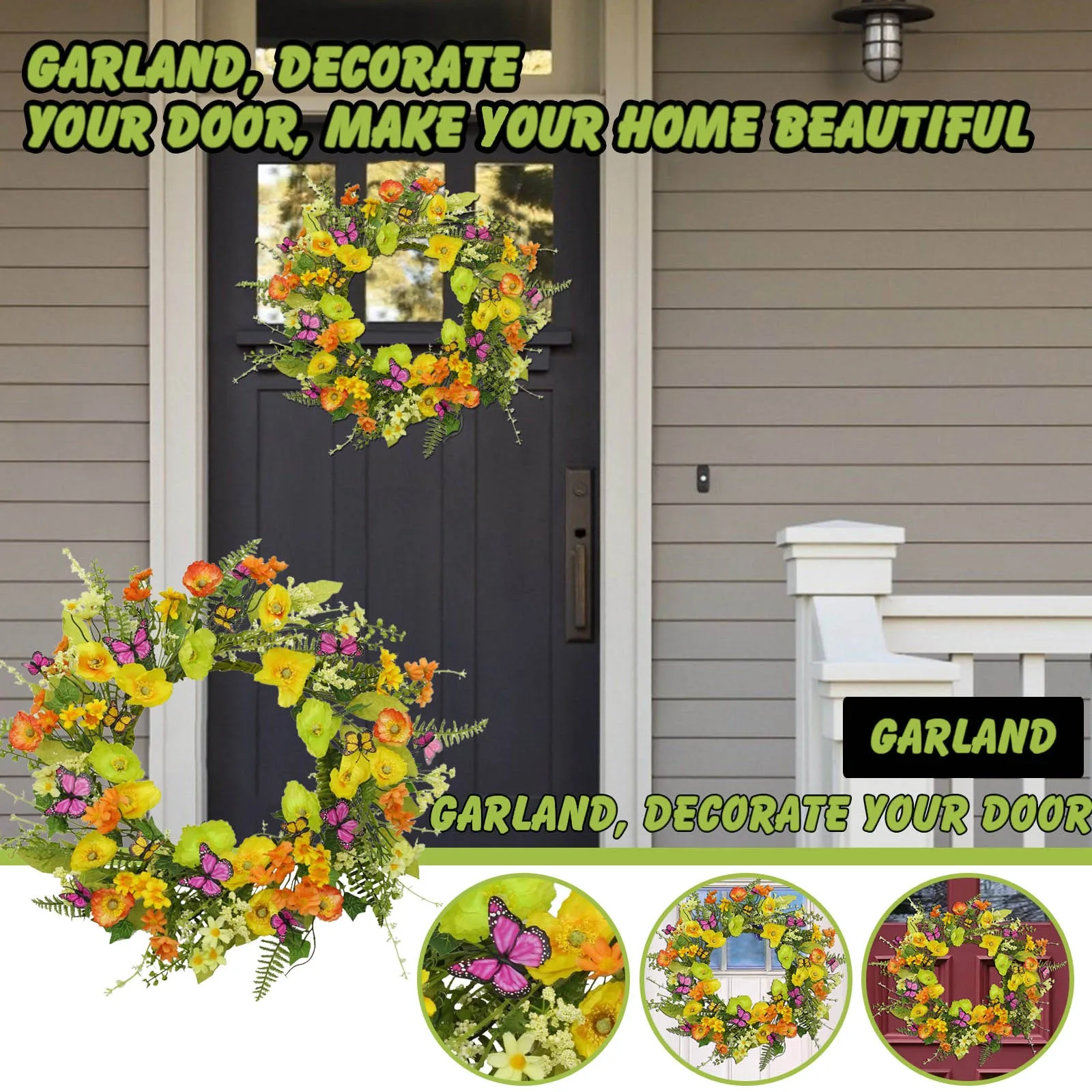

Porch Decorations Outdoor Modern Hanging Wreath Simulation Inch Decoration Wall Door 18 Hanging Football Ribbon for Wreath