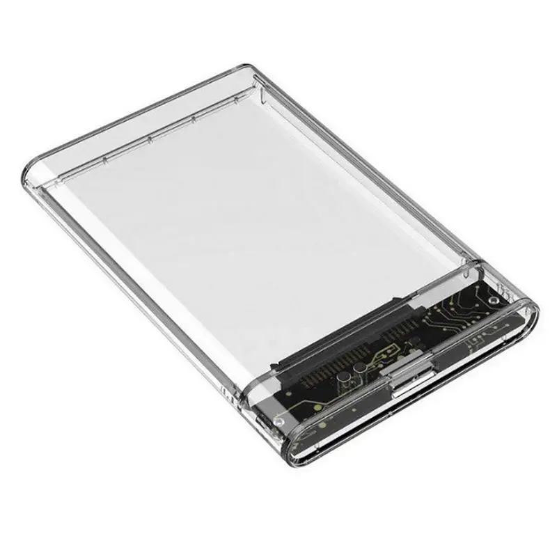 Купи Clear Hard Drive Enclosure 2.5 External USB Hard Drive Enclosure External Hard Disk Case Clear For 7mm/9.5mm HDD SSD Support 2TB за 175 рублей в магазине AliExpress