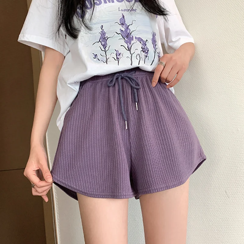 Ice Silk A-line Sports Shorts Women Summer New Womens Clothing Thin Casual High-waisted Wide-leg Shorts Slimming Spice Hotpants