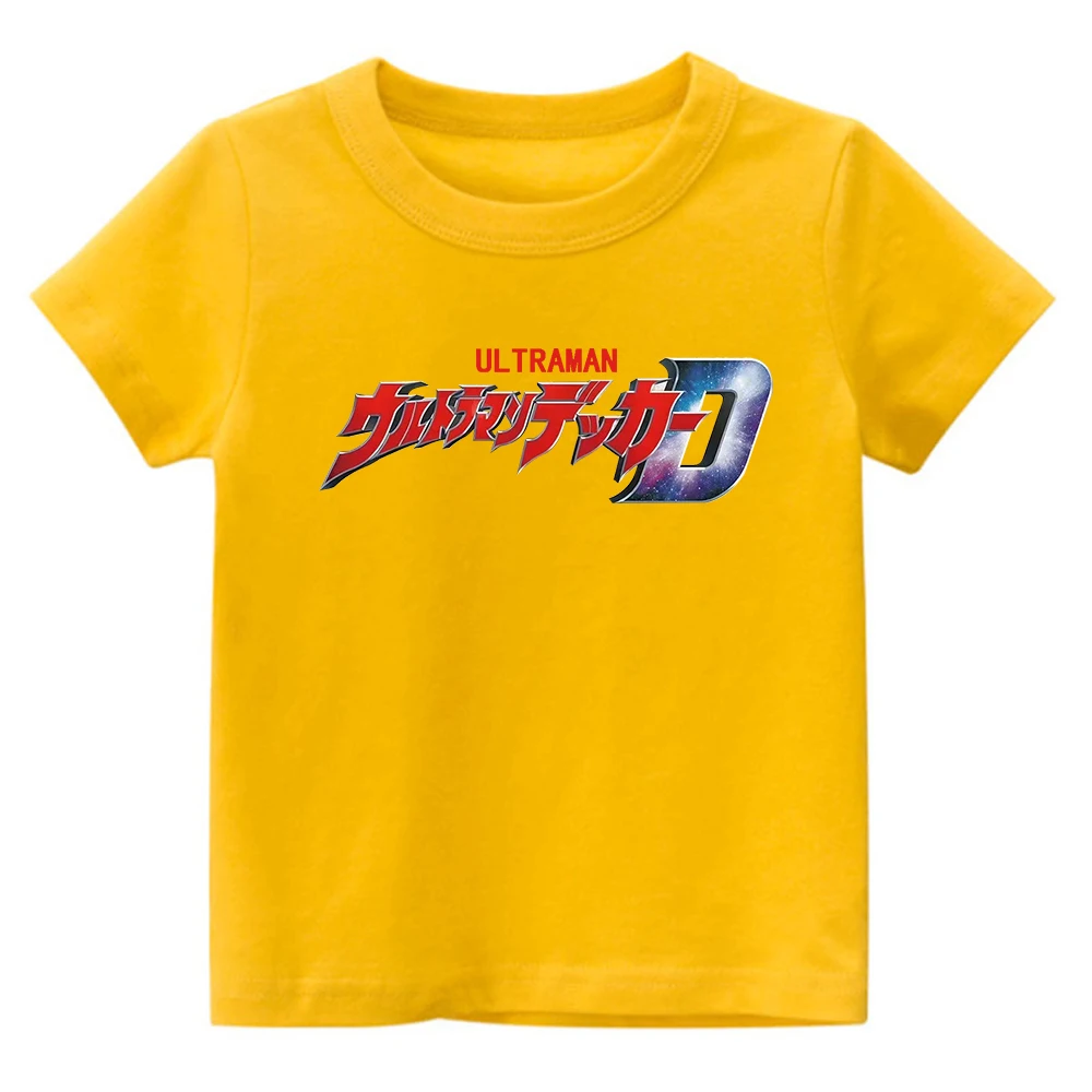 

Летняя футболка, трендовая футболка для мальчиков и девочек, Dekai Ultraman, популярная японская аниме 2D печать, Детская футболка с коротким рукав...